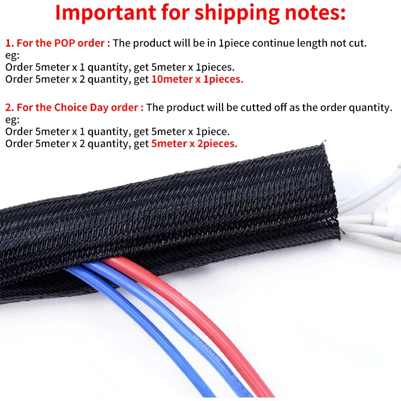 Expandable Cable Sleeve Self Closed PET Braided Management Auto Line Overlaps Flexible Loom Split Pipe Tube Wire Wrap