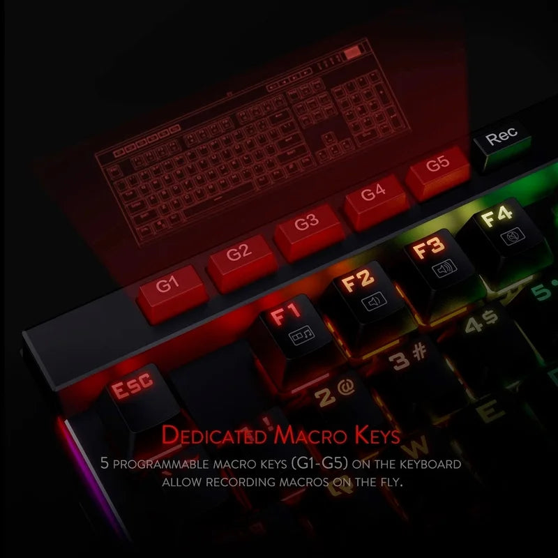 Redragon K580 VATA RGB 104 Keys LED USB Backlit Mechanical Gaming Wired Backlight Computer Keyboard Anti-ghosting