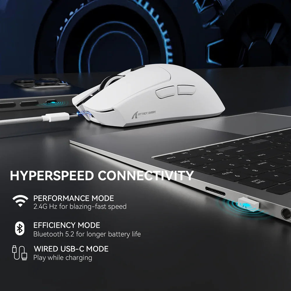 ATTACK SHARK X1 Tri-mode Gaming Mouse With Touchpad RGB Charging Dock PAW3395PRO BT/2.4G Wireless/Wired 6 Adjustable