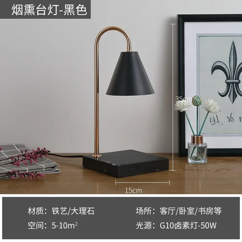 Aromatherapy Candle Lamp Retro Nostalgic Marble Molten Wax Lamp Household Creative Plug-in Dimming Candlestick Desk