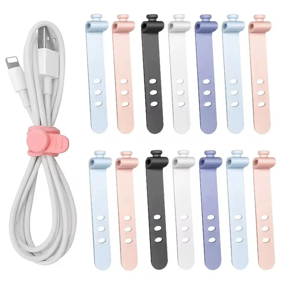 Phone Cable Organizer Earphone Clip Charger Cord Management 3 Hole Line Storge Holder Clips Data Line Bobbin Winder
