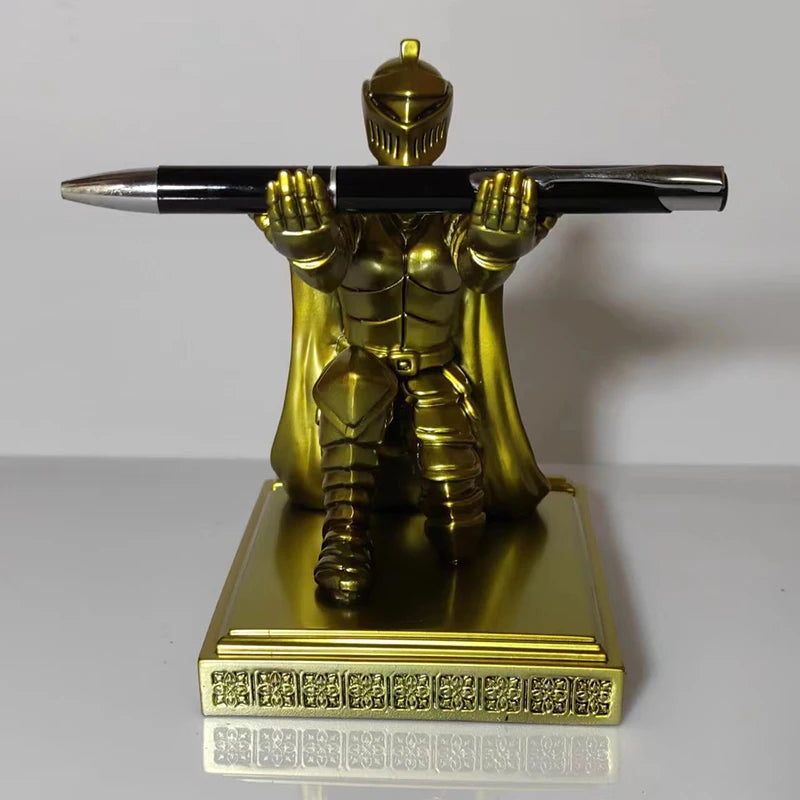 2025 Bronze Statue Executive Knight With Helmet Home Study Office Decoration Wearing Armor Hero Pen Holder Ornaments