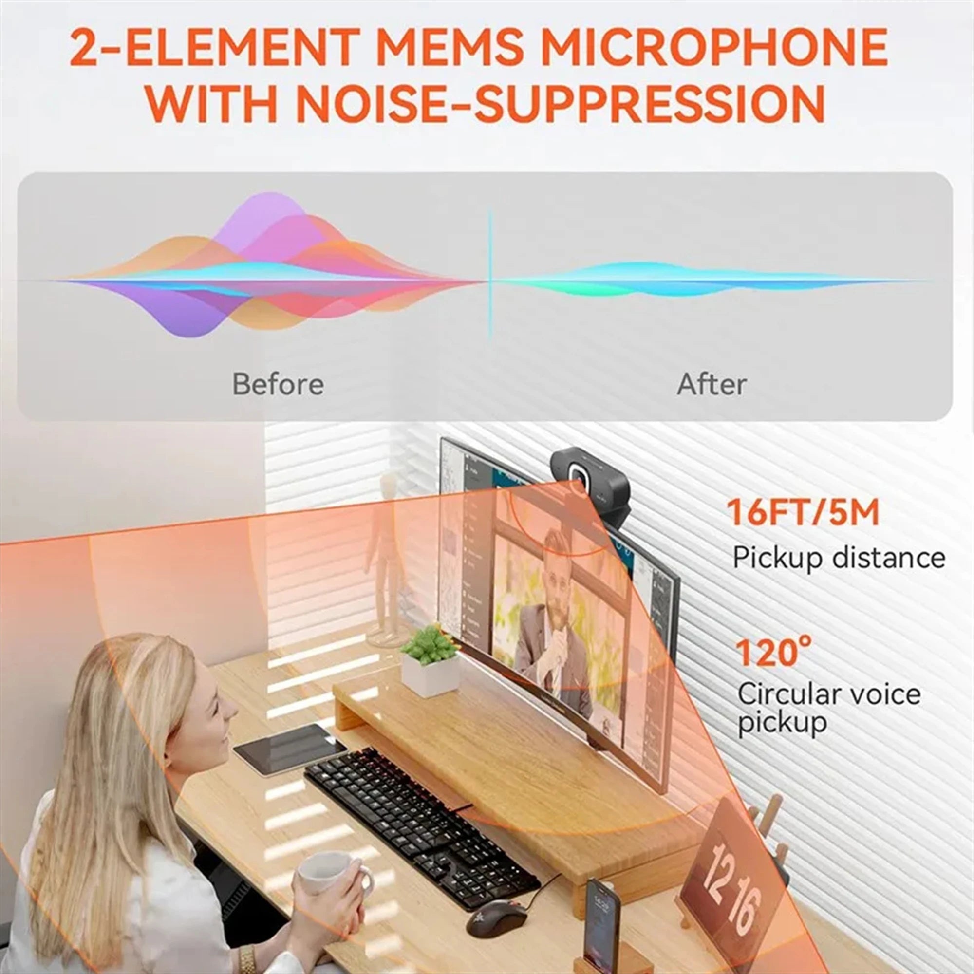 NUROUM V32AF 4k Full Hd PC Camera Webcam Ai Noise Canceling & Farming Conference Podcast Camera Web Cameras