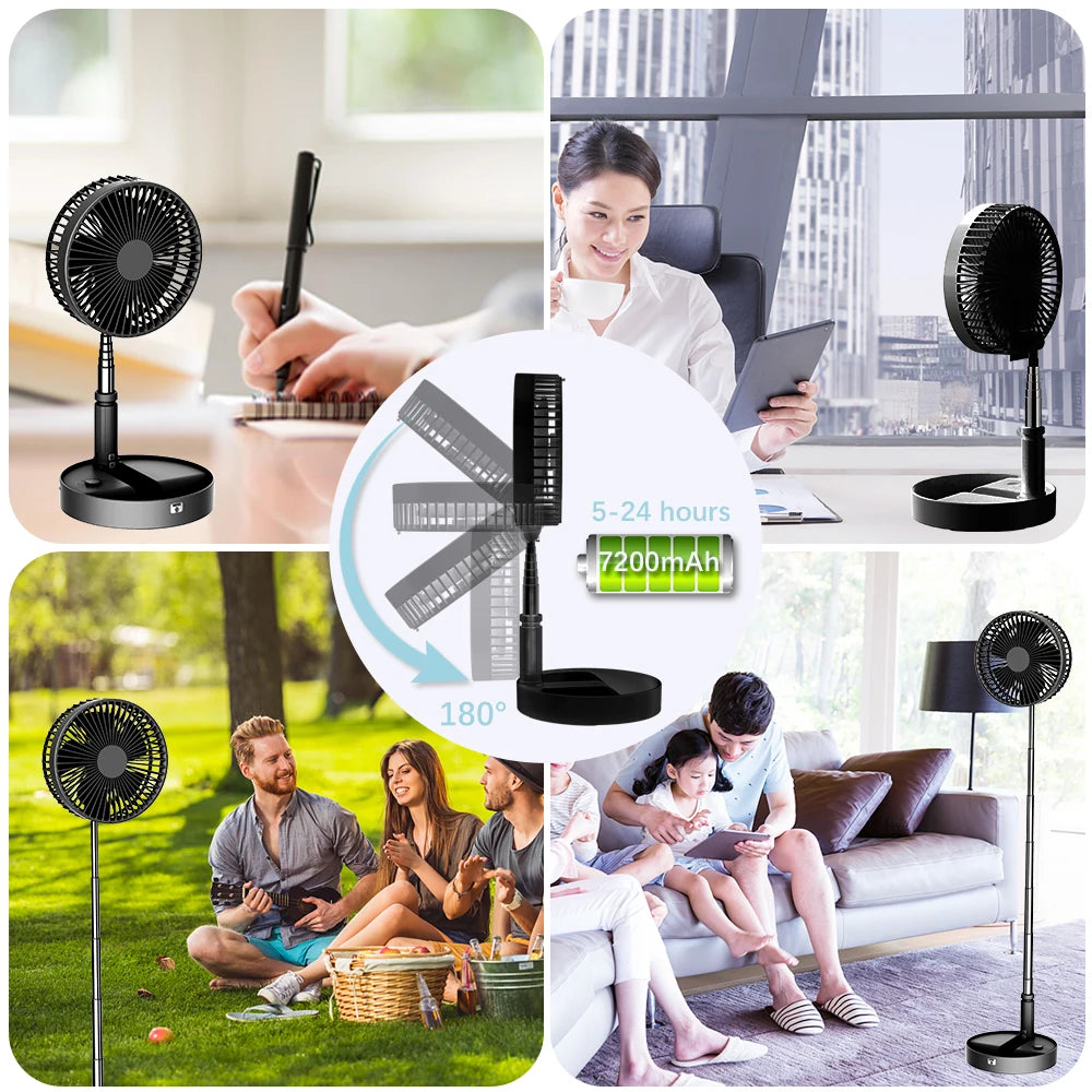 UN UNITEDTIME Desk Portable fan My Foldaway Travel fan with remote Control Timer Battery Operated or USB Powered,