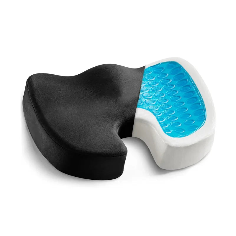 Gel Memory Foam Seat Cushion for Office Chair Car Orthopedic Hemorrhoid Pillow with Mesh Cover Tailbone Pain Relief &
