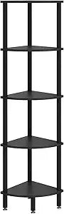 5 Tier Corner Shelf Stand,Industrial Corner Display Rack,Corner Bookshelf for Living Room Bedroom Kitchen Home Office