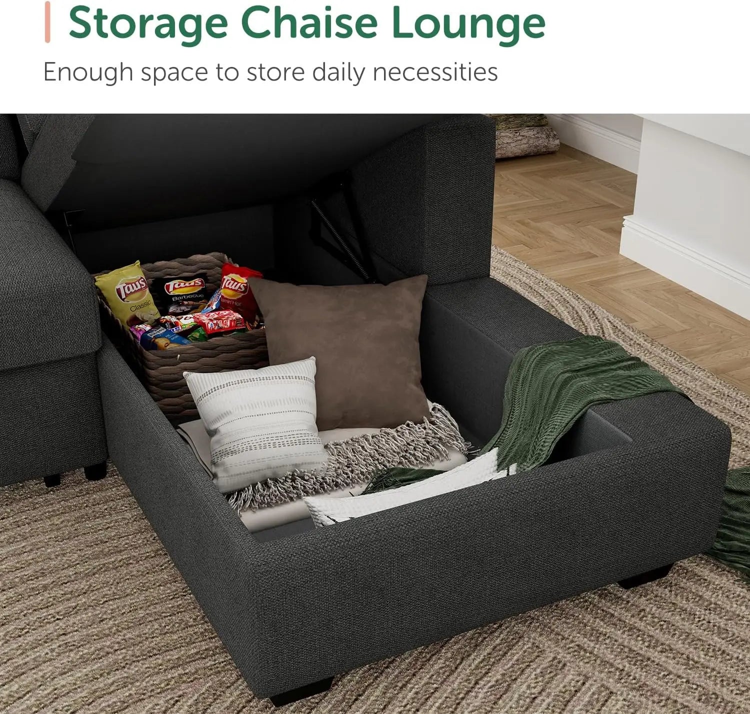 Sectional Sleeper Sofa Pull Out Bed with Storage Chaise Sectional Sofa Couch Sleeper Couch Bed for Living Room Dark
