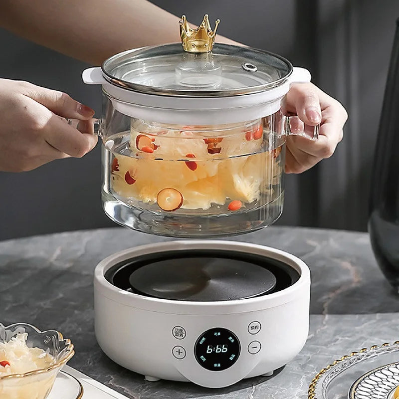 110V/220V Health Kettle Glass Tea Maker Bird’s Nest Multi-Function Office 9.5h Appointment Flower Teapot 1.5L Electric