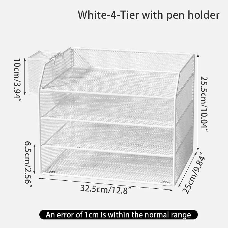 Metal file rack desktop file storage box integrated multi-layer document rack office desk bookshelf book stand