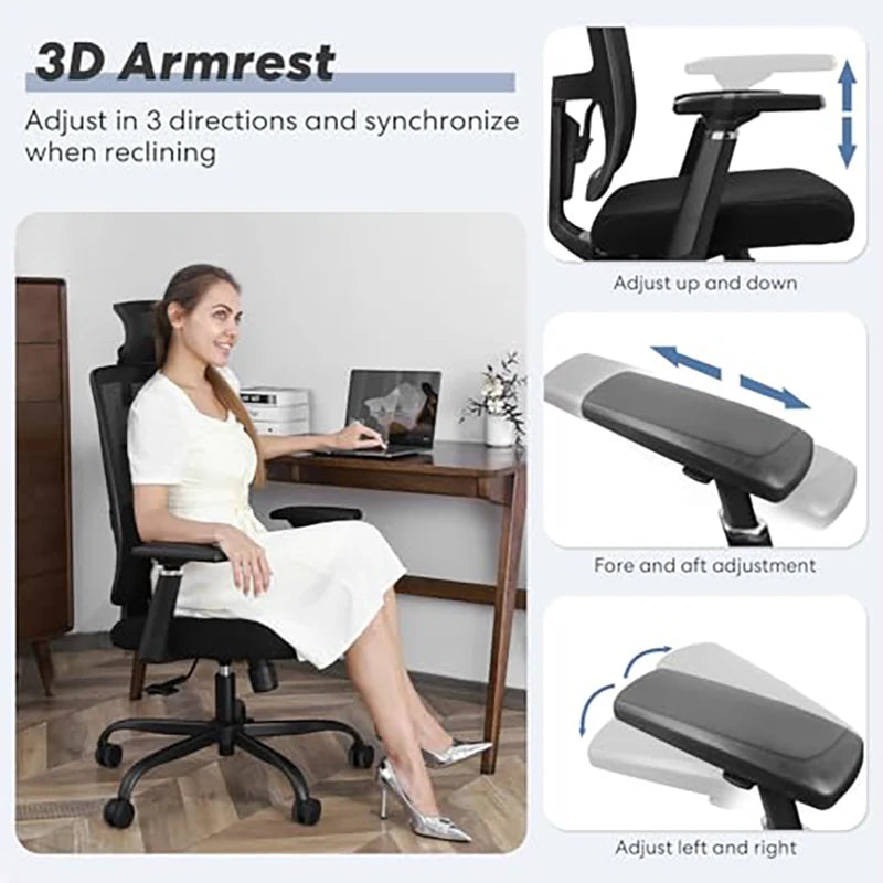 OMESER Ergonomic Office Chair High Back Adjustable Swivel PU Leather Desk Chair with Headrest & Lumbar Support for Home