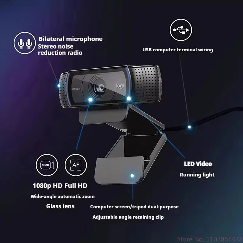 Logitech C920e HD Pro Webcam Recording USB Smart 1080p webcam For Computer Upgrade Version mini camera webcam - Privacy