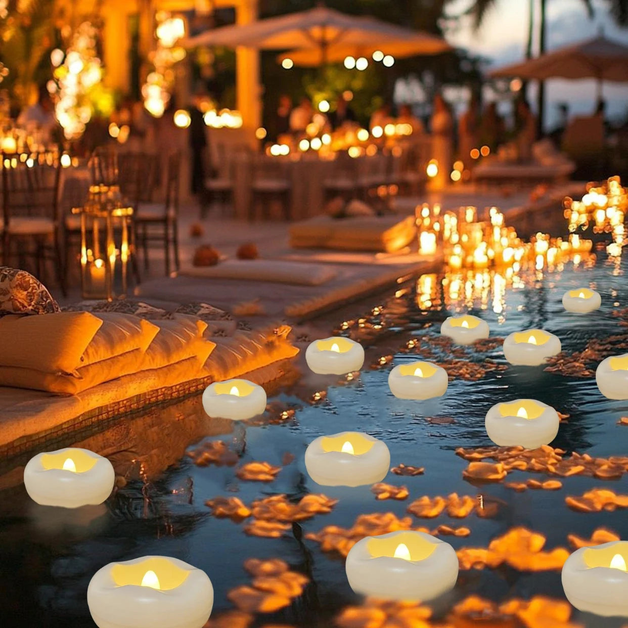 12-100PCS Flameless Floating Candles for Centerpieces Wedding LED Tealight 5.5/7.5CM Battery Operate Float Candle Pool