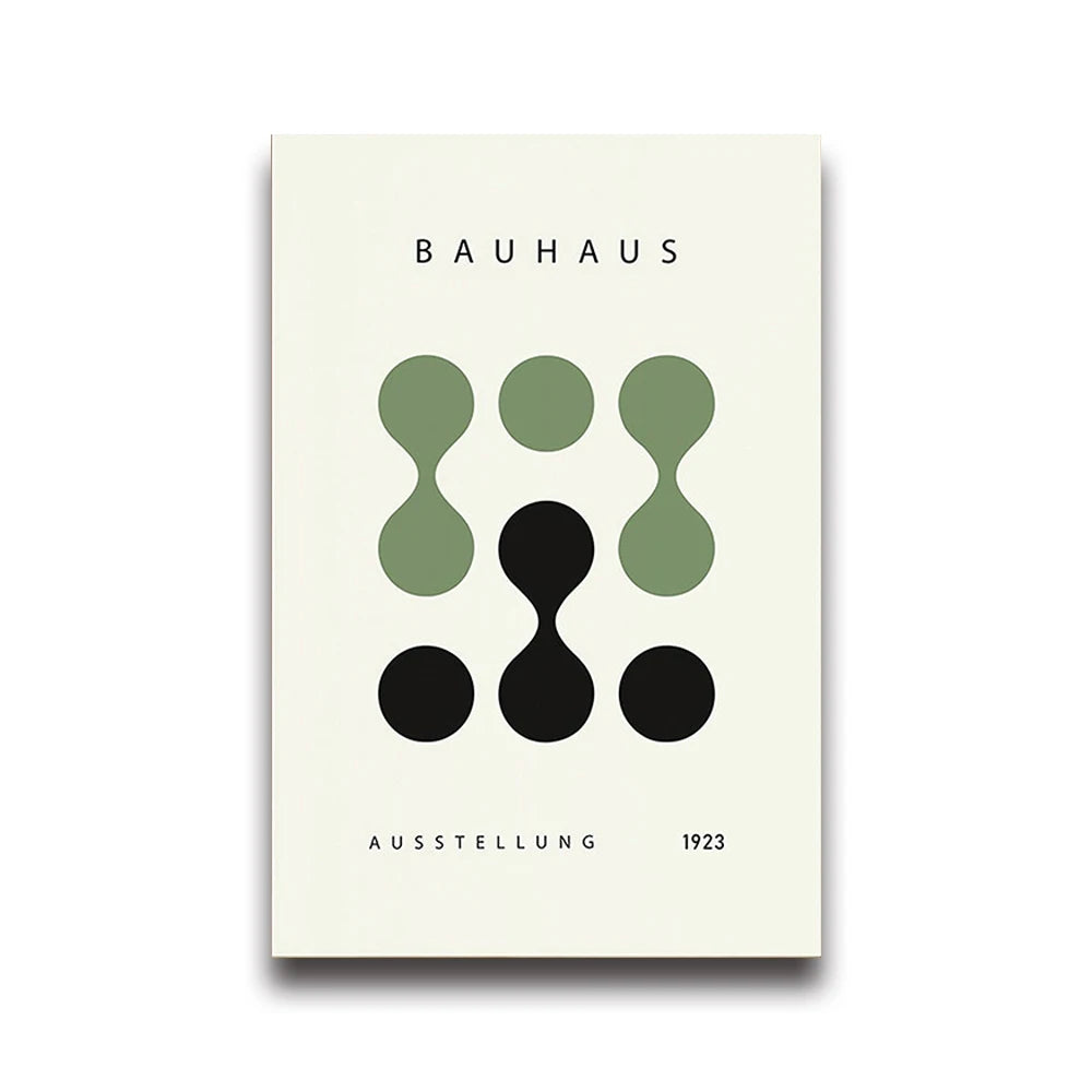 Green Bauhaus Abstract Geometric Canvas Prints Modern Creative Pattern Wall Art Poster for Home Office Living Room