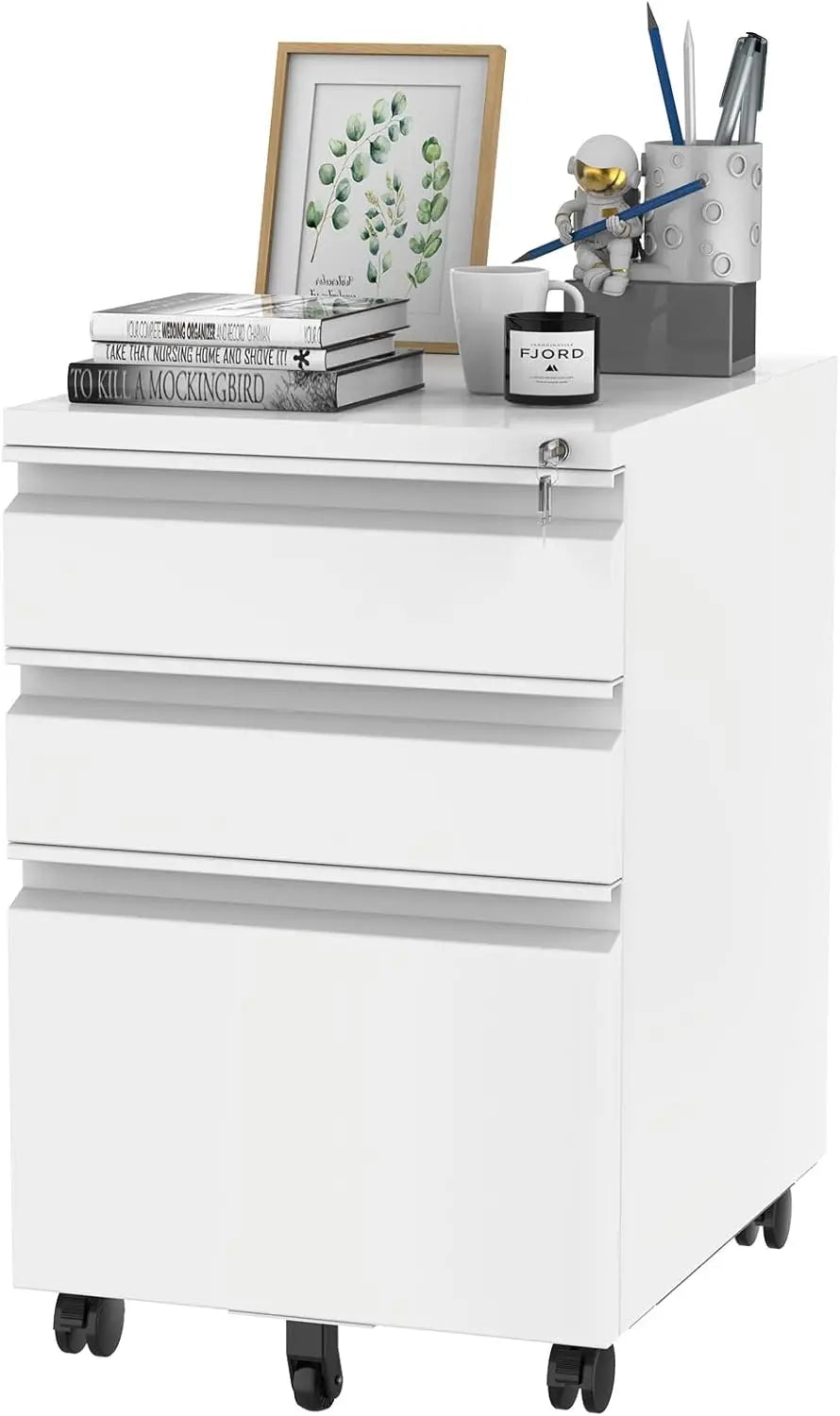 Home Office 3-Drawer File Cabinet with Under Desk Storage for Legal Letter and A4 Files - United States / Whitepro