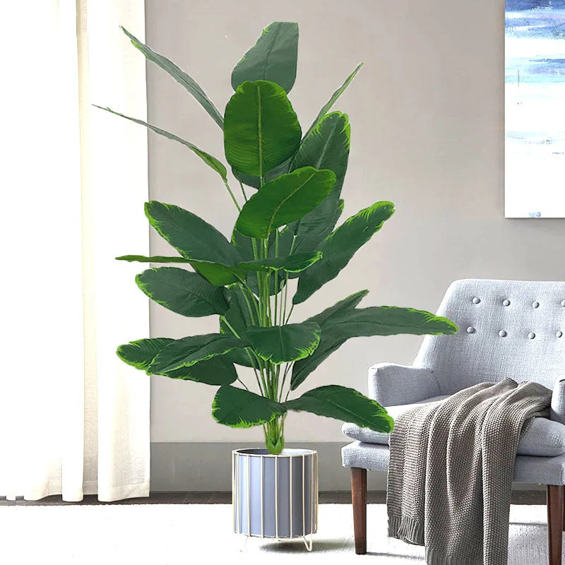 120cm 24Leaves Large Tropical Banana Tree Fake Palm Plants Real Touch Strelizia Plastic Banyan Plant For Home Shop