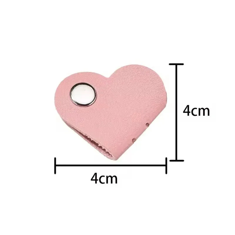Multifunctional PU Leather Phone Data Cable Organizer Data Storage Heart-shaped Cable Clip Hub Wired Headphone Winding