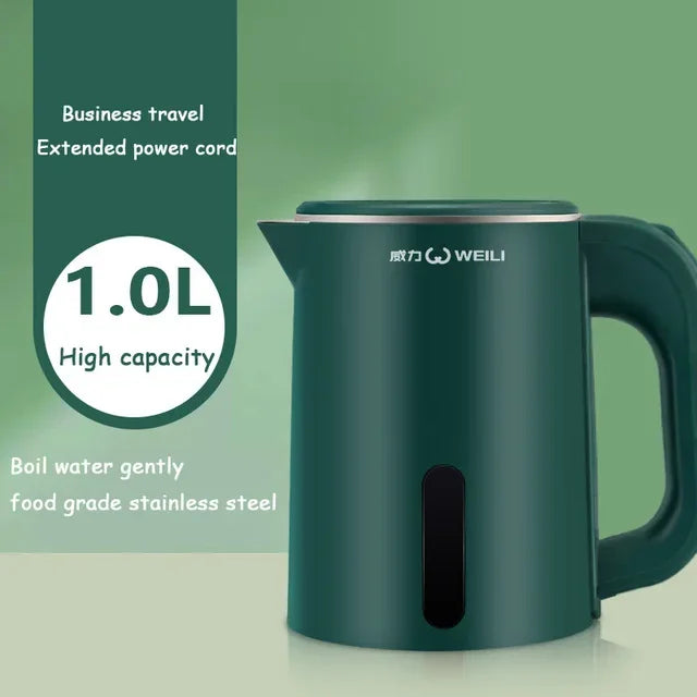 1.0L Mini Electric Kettle Small Capacity 304 Stainless Steel Teapot Hotel Dormitory Kettle Portable Travel Boil Water