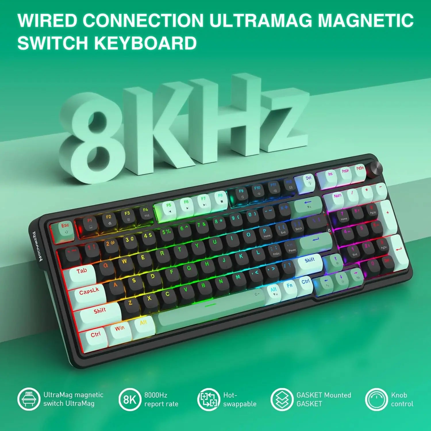 Redragon K686 HE Rapid Trigger Gaming 98 Keys 8K Wired Mechanical Keyboard,Next-Gen UltraMag 100% POM Silky Magnetic