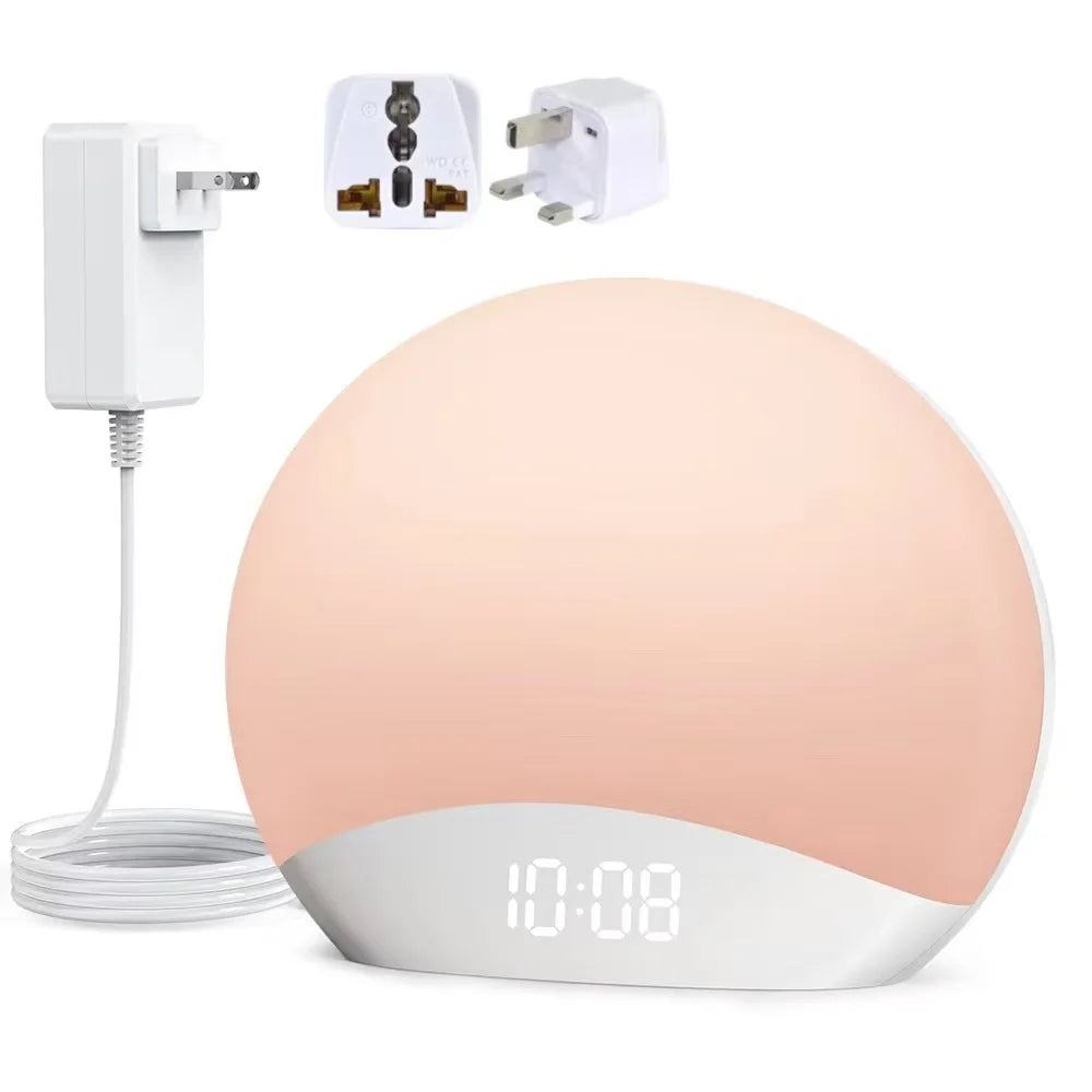 Awakening Wake Up Sunrise Alarm Clock Table Clock Dimmable with 3 Ring 8 Nightlight 26 Sound Sleep Timer Night Light