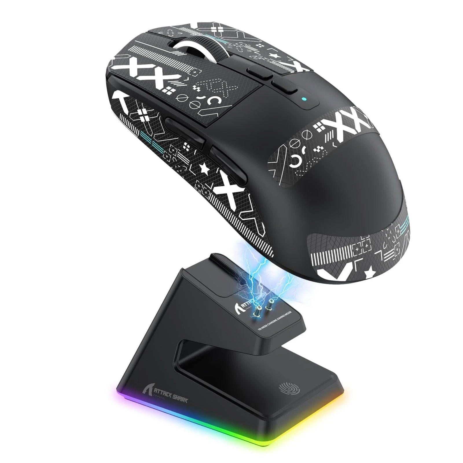 ATTACK SHARK X6 Lightweight Wireless Gaming Mouse with RGB Backlight Charging Base,Tri-Mode,26K DPI PAW3395 Optical