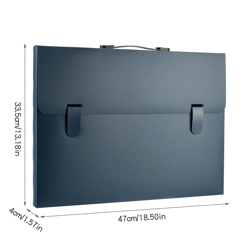 A3 Handheld File Storage Bag Large-Size Document Organizer Office Portfolio Folder 4K Artwork Storage Holder - Blue-A3