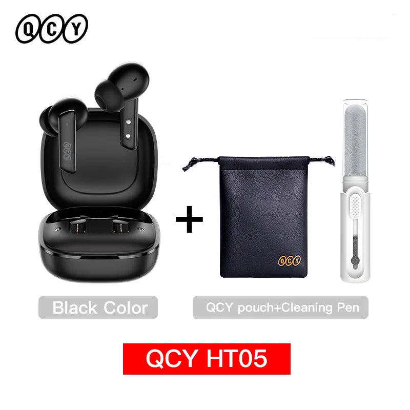 QCY HT05 ANC Wireless Earphone 40dB Noise Cancelling Bluetooth 5.2 Headphone 6 Mic ENC HD Call TWS Earbuds Transparency