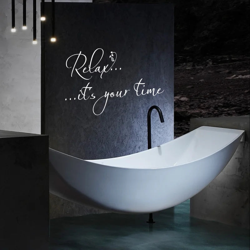 Large Relax It’s Your Time Flower Wall Sticker Bathroom Coffee Beauty Salon Spa Wall Decal Bath Office Vinyl Home Decor