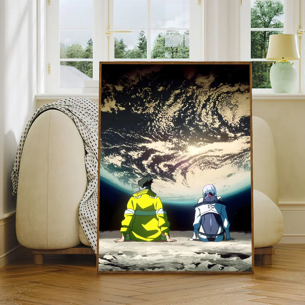 Anime C-Cyberpunk E-Edgerunners Poster Self Adhesive Painting Living Room Office Decoration Bedroom Home Wall Sticker