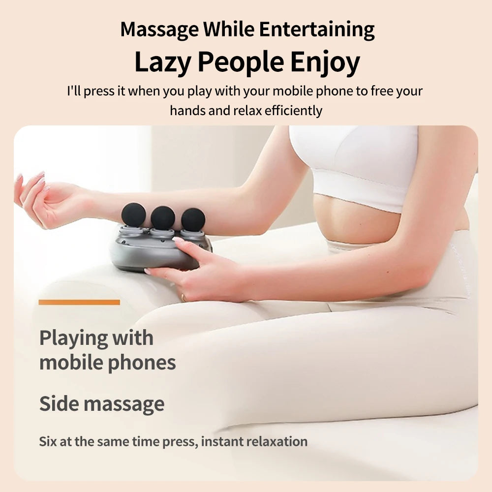 Upgrade 6 Heads Massage Gun Portable Deep Tissue Massager for Body Muscle Relaxation Handheld Back Massager Gift