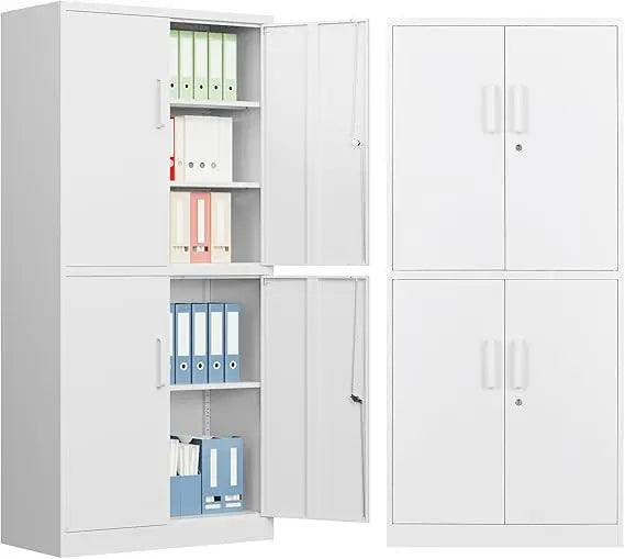 Metal Storage File Cabinet with 4 Doors Steel Storage Cabinet with Locking Doors and 5 Shelves for Home Office Hospital