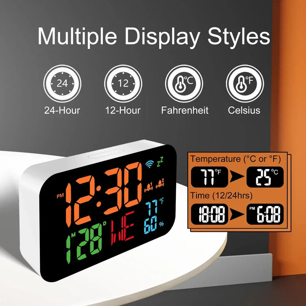 Tuya WiFi Desktop Clock Calendar Intelligent Thermometer Hygrometer with Digital LED Display Support WIFI