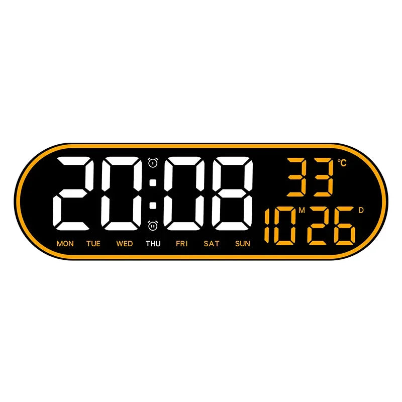 LED Digital Wall Clock Remote Control Electronic Mute Clock with Temperature Date Week Display 15-inch Timing Function