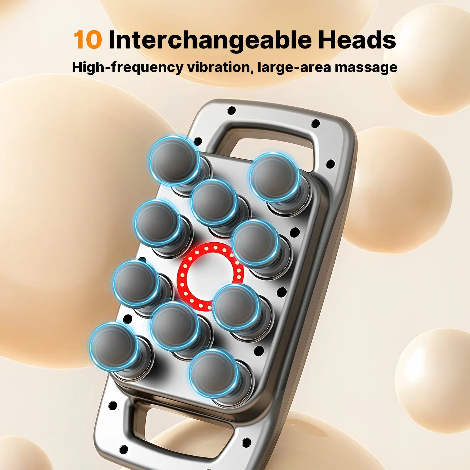 1pc Ten Head Percussion Massage Gun: USB Rechargeable Deep Tissue Muscle Relaxation 9 Intensity Levels Silent - United