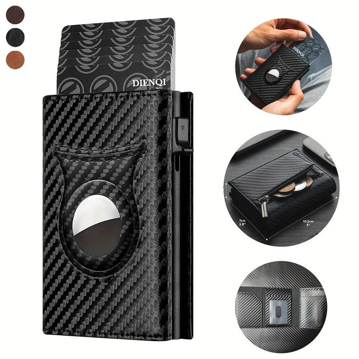 Big Capacity Business Card Holder Luxury Name Case Carbon Fiber Card Holder Automatic Pop Up Card Clips Apple Airtag