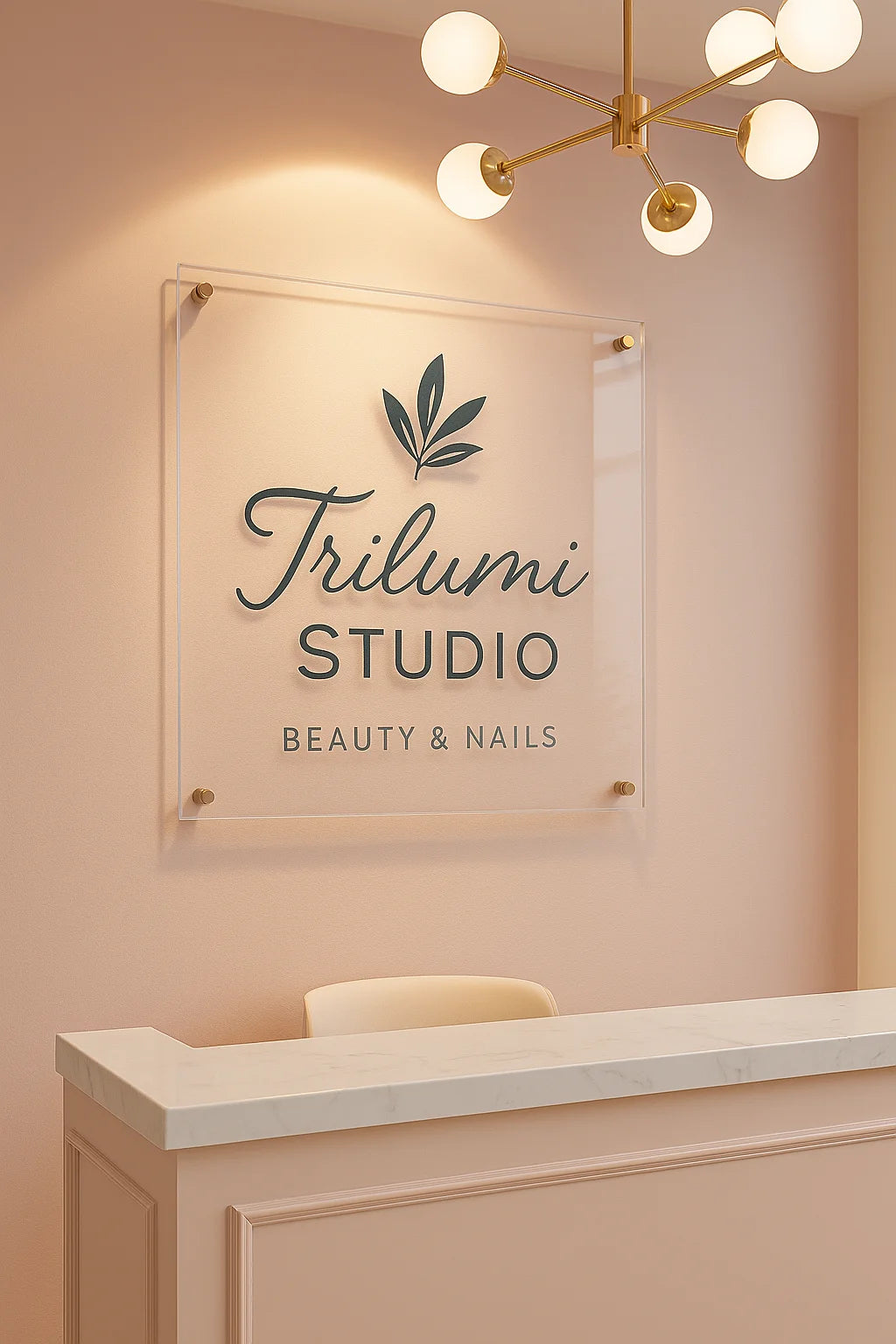 Custom Acrylic Business Logo Sign White Perspex Wall Plaque for Office Reception Beauty Salon Studio Aesthetic Wall