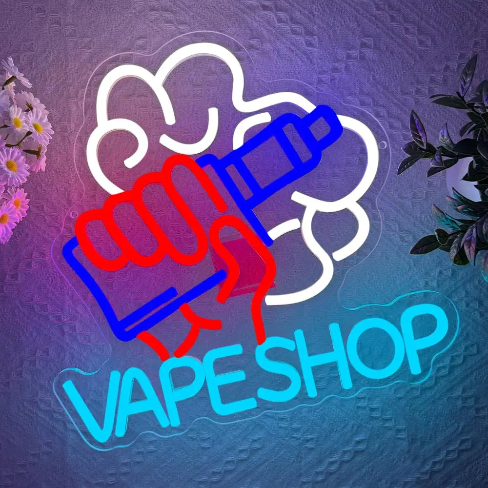 Vape Shop Neon Sign USB Powered Multi-Color LED Neon Light Wall Decor for Bar Office Smoke Shop - Birthday Christmas