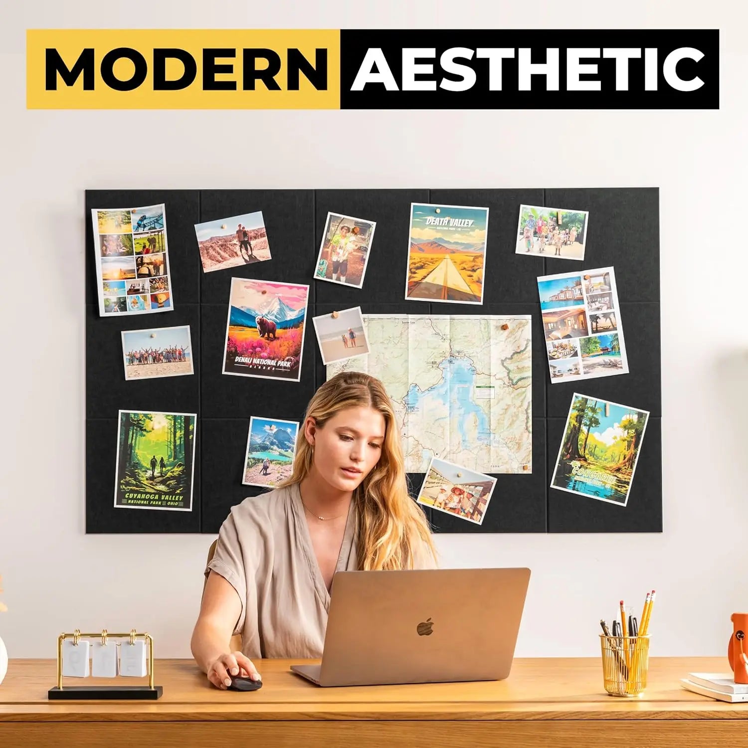 6/8/12/24PCS Large Cork Board Felt Board AlternativeTiles Self-Adhesive Wall Panels Bulletin Board Pin Board for Office