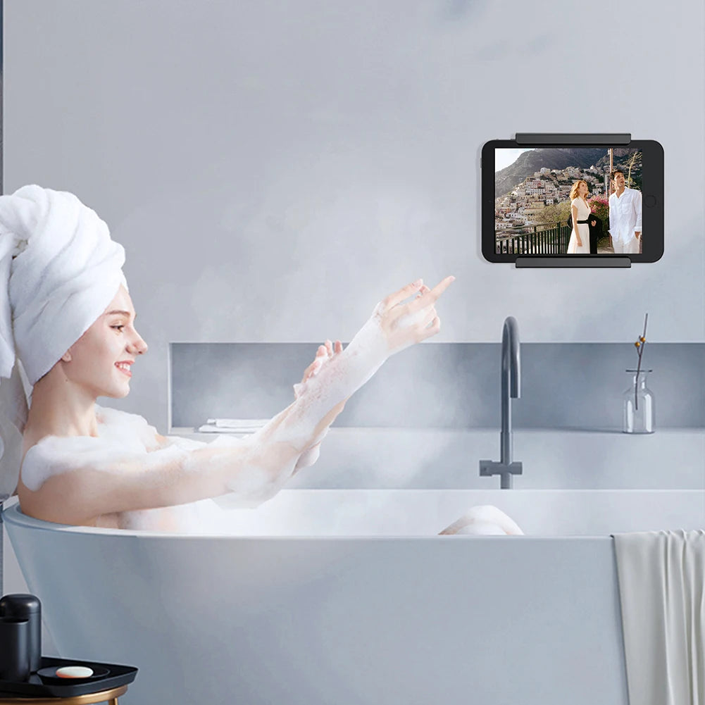 2 Pcs Universal Wall Mounted Tablet Stand Holder Fixed by Adhesive Or Screw for IPad/iPhone 15 14/Samsung/Xiaomi/Lenovo