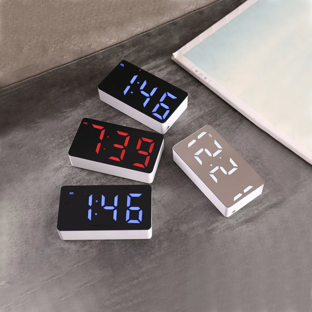 Mini LED Electronic Clock Mirror Watch Smart Small Alarm Clock Desk Digital Mini Table Clock for Bedroom Decoration