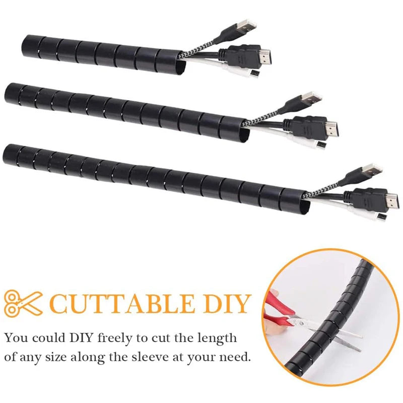 Spiral Cable Wire Wrap Computer Cord Management Winding Tube Flexible Cable Protection Sleeves Office Wire Organizer