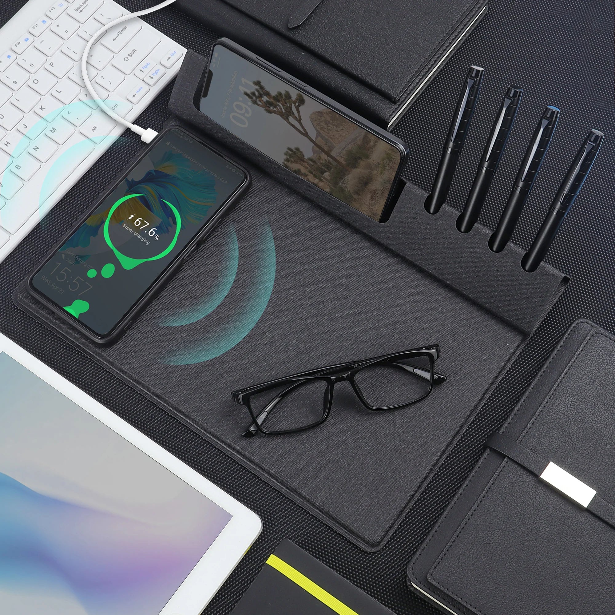 multi-functional-office-desk-organizer-with-phone-stand-pen-storage-wireless-charging-and-mouse-pad-elegant-leather-design