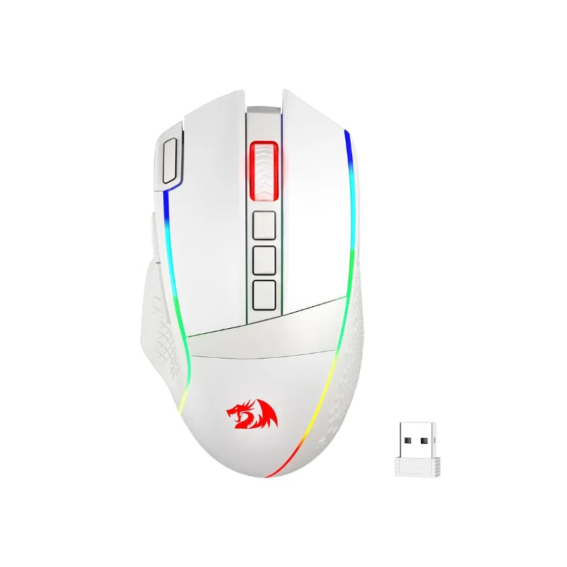 Redragon M991 Wireless Gaming Mouse 19000 DPI Wired/Wireless Gamer Mouse w/Rapid Fire Key RGB Backlight - WHITE