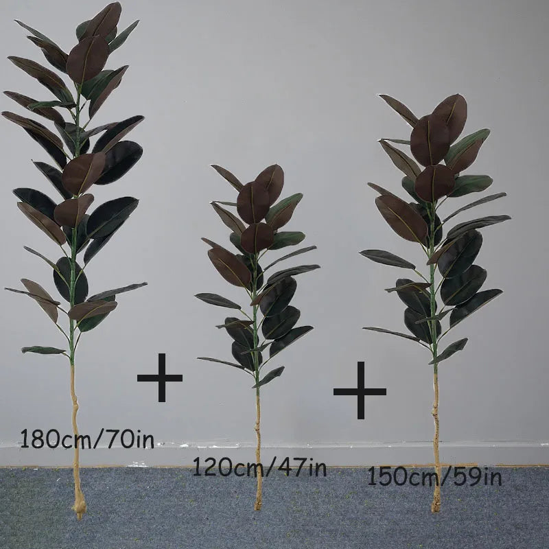 13-70in Large Ficus Tree Artificial Rubber Tree Plastic Banyan Plants Real Touch Banyan Leaves For Home Garden Shop