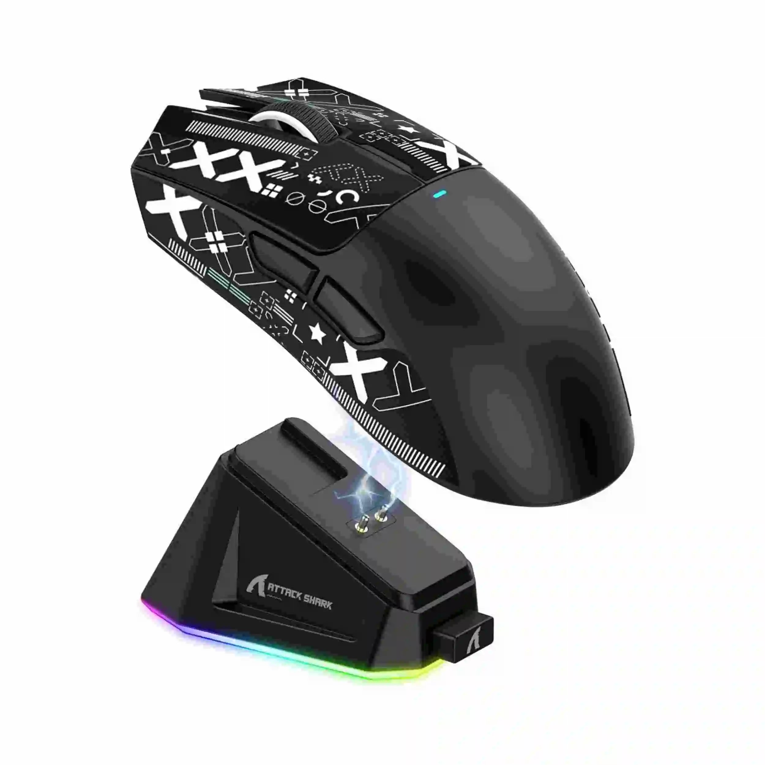 ATTACK SHARK X11 Lightweight Wireless Gaming Mouse with RGB Charging Dock Tri-Mode-2.4G/USB-C Wired/BT - black