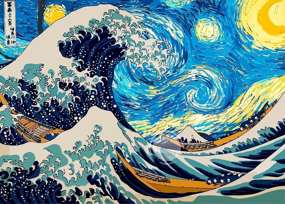 The Great Wave Off Kanagawa Poster Japanese Ukiyo-e Art Print Minimalist Vintage Wall Decor for Zen Office Home Decor