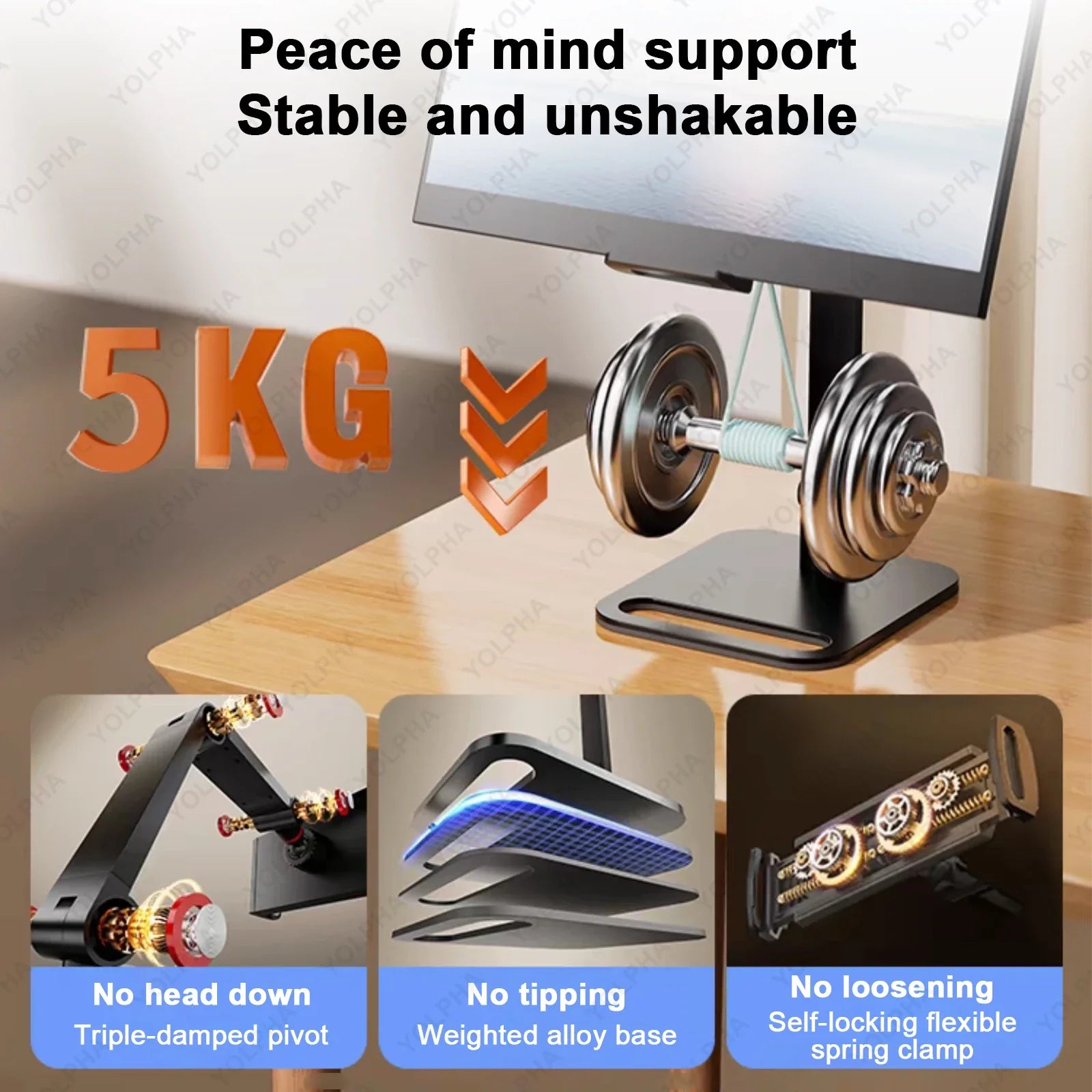 Tablet Stand Holder for ipad Height Adjustable Kindle Stand 360°Rotation Monitor Stand for Desk Tablets Smartphone