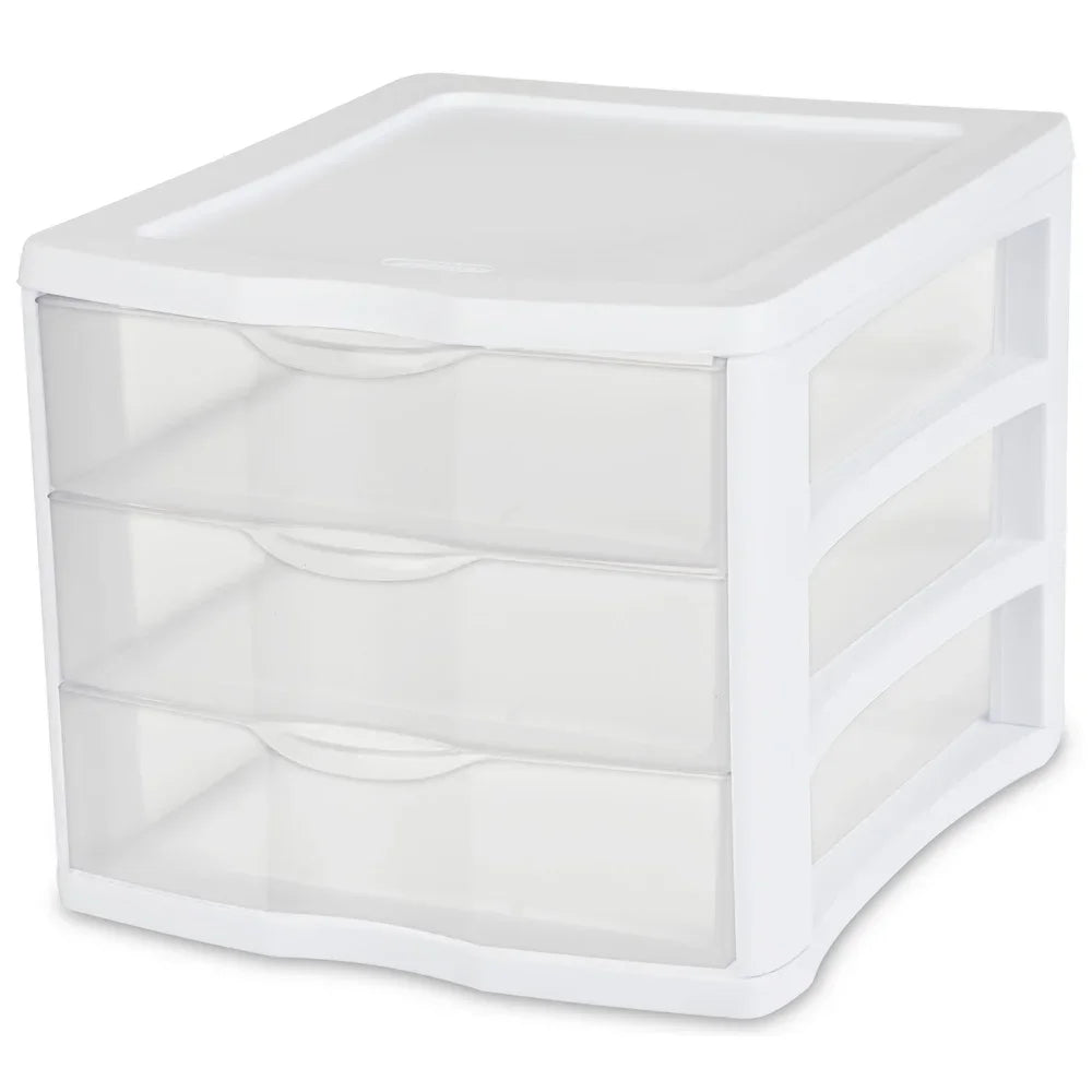 3 Drawer Clear Plastic Desktop Storage Organizer Stackable Countertop Drawer Crafts Office Supplies Jewelry Home Office