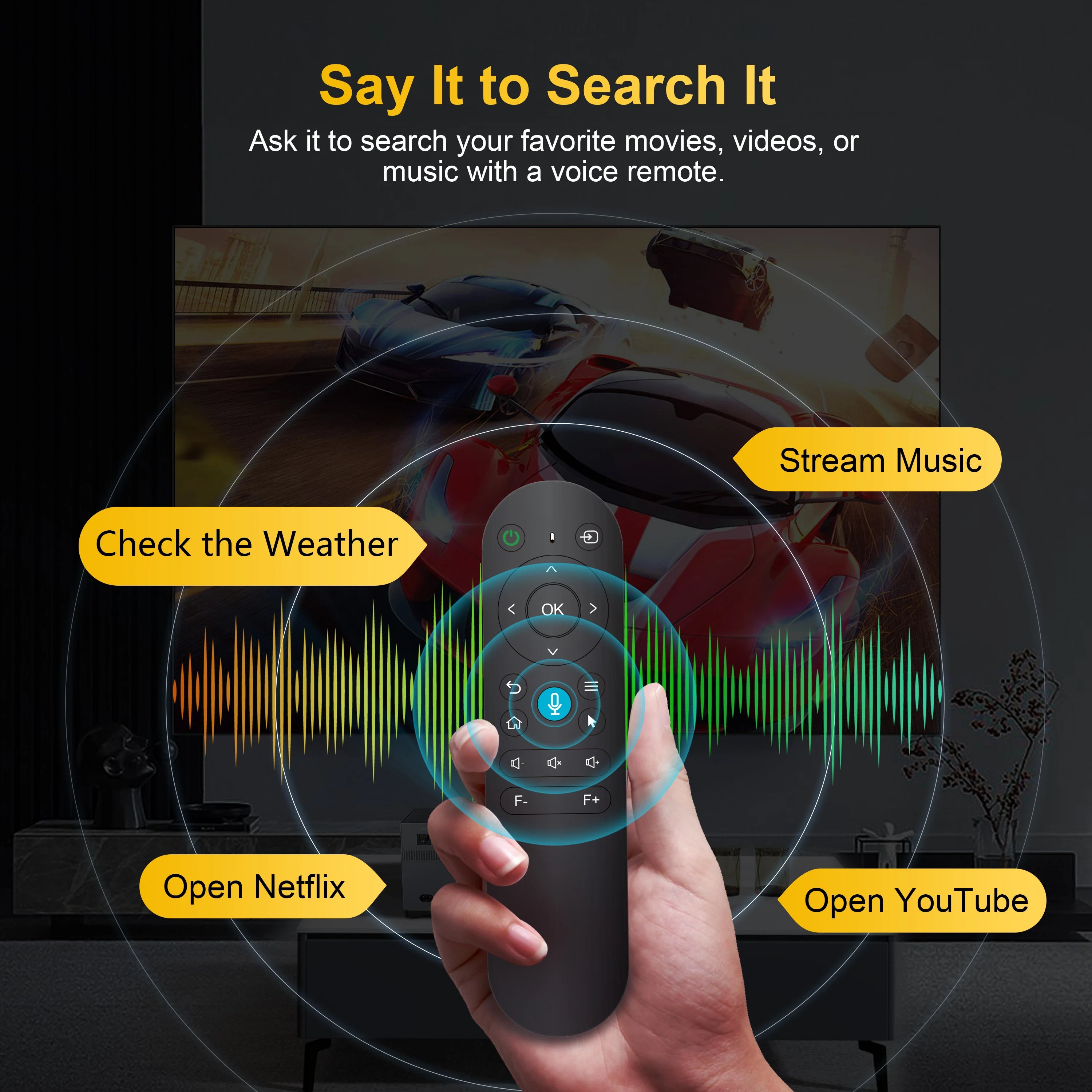 Digital ProjectorWifi Bluetooth Led Smart Voice Portable Projector Remote Control Full HD 1080P Projector 4k Game