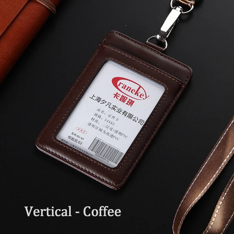 NEW ID Holders Bank Credit Card Holder Unisex Genuine Leather Card Case Business Working Id Badge Name Tag Covers