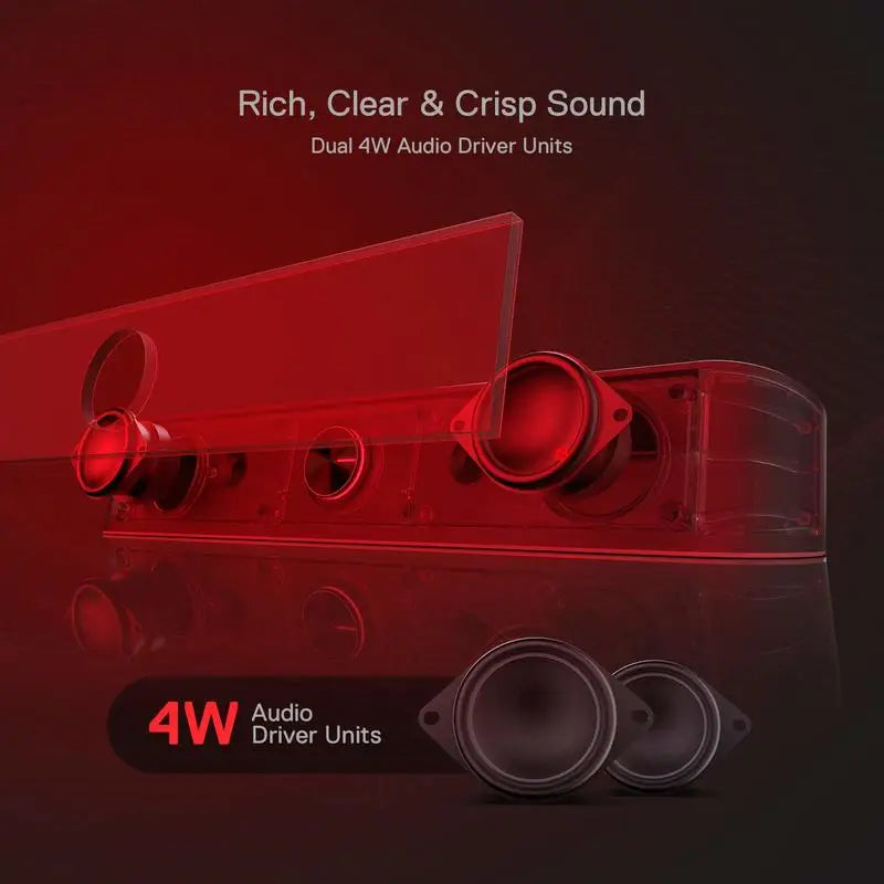 Redragon GS560 Adiemus RGB USB Desktop Soundbar 2.0 Channel Computer Speaker with Dynamic Lighting Bar Audio-Light